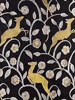 Les Gazelles Au Bois Noir Fabric 68910 by Schumacher Fabrics for sale at Wallpapers To Go