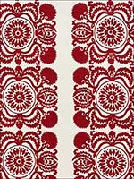 Castanet Embroidery Red Fabric 70261 by Schumacher Fabrics for sale at Wallpapers To Go