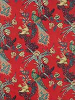Peacock Red Fabric 175910 by Schumacher Fabrics for sale at Wallpapers To Go