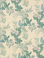 Peacock Cream Fabric 175913 by Schumacher Fabrics for sale at Wallpapers To Go