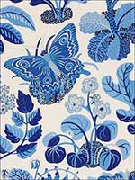 Exotic Butterfly Marine Fabric 176183 by Schumacher Fabrics for sale at Wallpapers To Go