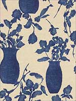 Hugo Floral Indigo Fabric 176241 by Schumacher Fabrics for sale at Wallpapers To Go
