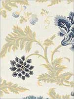 Lampasso Flori Delft Fabric 62193 by Schumacher Fabrics for sale at Wallpapers To Go