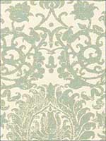 Arezzo Linen Damask Aquamarine Fabric 66360 by Schumacher Fabrics for sale at Wallpapers To Go