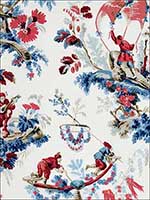 Plaisirs De La Chine Bleu And Rouge Fabric 172853 by Schumacher Fabrics for sale at Wallpapers To Go
