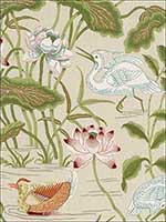 Lotus Garden Parchment Fabric 172936 by Schumacher Fabrics for sale at Wallpapers To Go