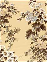 Pyne Hollyhock Print Tobacco Fabric 174451 by Schumacher Fabrics for sale at Wallpapers To Go