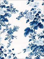 Pyne Hollyhock Print Indigo Fabric 174452 by Schumacher Fabrics for sale at Wallpapers To Go