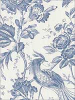 Birds Of Paradise Blue Fabric 1048044 by Schumacher Fabrics for sale at Wallpapers To Go