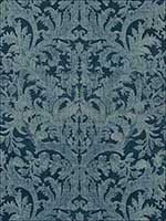 Carlotta Velvet Damask Indigo Fabric 175111 by Schumacher Fabrics for sale at Wallpapers To Go