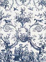 Le Couronnement De La Rosiere Bleu Fabric 175271 by Schumacher Fabrics for sale at Wallpapers To Go