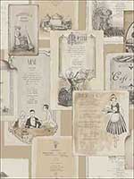 Vintage Menus Wallpaper G12285 by Galerie Wallpaper for sale at Wallpapers To Go