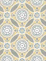 Maya Yellow Medallion Wallpaper 274424114 by A Street Prints Wallpaper for sale at Wallpapers To Go