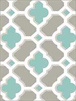 Lido Turquoise Quatrefoil Wallpaper 274424123 by A Street Prints Wallpaper for sale at Wallpapers To Go