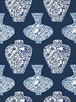 Imari Vase Navy Wallpaper T13124 by Thibaut Wallpaper for sale at Wallpapers To Go