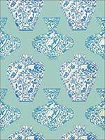 Imari Vase Turquoise Wallpaper T13126 by Thibaut Wallpaper for sale at Wallpapers To Go