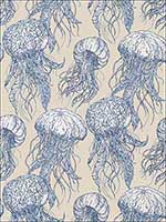 Jellyfish Bloom Blue and Beige Wallpaper T13168 by Thibaut Wallpaper for sale at Wallpapers To Go