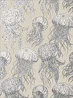 Jellyfish Bloom Silver and Beige Wallpaper T13169 by Thibaut Wallpaper for sale at Wallpapers To Go