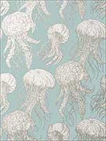Jellyfish Bloom Aqua Wallpaper T13170 by Thibaut Wallpaper for sale at Wallpapers To Go