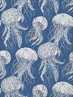 Jellyfish Bloom Navy Wallpaper T13171 by Thibaut Wallpaper for sale at Wallpapers To Go