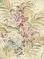 Traditional Tropical Bloom Antique Gold Wallpaper HK90307 by Wallquest Wallpaper for sale at Wallpapers To Go