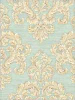Acanthus Damask Golden Sage Wallpaper HK90604 by Wallquest Wallpaper for sale at Wallpapers To Go