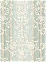 Victorian Striped Scroll Blue Green Wallpaper VF30004 by Wallquest Wallpaper for sale at Wallpapers To Go