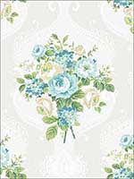 Catch the Bouquet Aqua Wallpaper HC80002 by Wallquest Wallpaper for sale at Wallpapers To Go