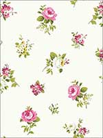 Boutonniere Fuchsia Wallpaper HC80809 by Wallquest Wallpaper for sale at Wallpapers To Go