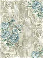 Rose Panel Cerulean Wallpaper AR30002 by Wallquest Wallpaper for sale at Wallpapers To Go