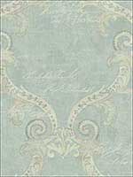 Framed Writing Antique Blue Wallpaper AR32202 by Wallquest Wallpaper for sale at Wallpapers To Go