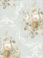 Garden Cameo Dusty Blue Wallpaper FS50002 by Wallquest Wallpaper for sale at Wallpapers To Go