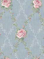 Rose Lattice Denim Wallpaper FS50801 by Wallquest Wallpaper for sale at Wallpapers To Go