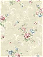 Tossed Floral Scroll Warm Primary Wallpaper MV80107 by Wallquest Wallpaper for sale at Wallpapers To Go