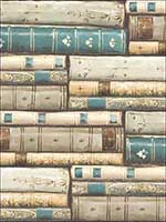 Library Teal Wallpaper MV81802 by Wallquest Wallpaper for sale at Wallpapers To Go
