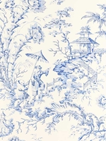 Pillement Toile China Blue Wallpaper WP81561011 by Scalamandre Wallpaper for sale at Wallpapers To Go