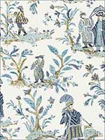 Royale Toile Turquoise and Navy Wallpaper T72574 by Thibaut Wallpaper for sale at Wallpapers To Go