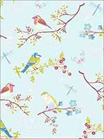 Marit Light Blue Bird Wallpaper 375081 by Eijffinger Wallpaper for sale at Wallpapers To Go