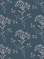 Wildflower White on Navy Wallpaper ME1518 by York Wallpaper for sale at Wallpapers To Go