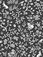 Fox and Hare Straight Black Wallpaper ME1570 by York Wallpaper for sale at Wallpapers To Go