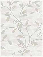 Leaf Trail Glitter Gray and White Wallpaper JB21007 by Wallquest Wallpaper for sale at Wallpapers To Go