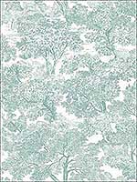 Spinney Teal Toile Wallpaper 311512545 by Chesapeake Wallpaper for sale at Wallpapers To Go