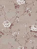 Large Floral Taupe Beige Mauve Purple Cream Wallpaper G67605 by Galerie Wallpaper for sale at Wallpapers To Go