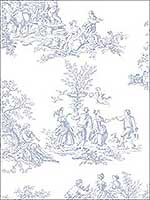 Romantic Toile Light Blue White Wallpaper CH22510 by Patton Norwall Wallpaper for sale at Wallpapers To Go