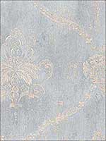 Regal Damask Blue Beige Wallpaper CH22567 by Patton Norwall Wallpaper for sale at Wallpapers To Go