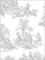 Romantic Toile Light Grey Wallpaper CH28245 by Patton Norwall Wallpaper for sale at Wallpapers To Go