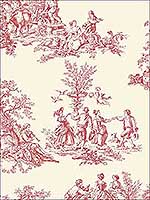 Romantic Toile Red Cream Wallpaper GC29851 by Patton Norwall Wallpaper for sale at Wallpapers To Go