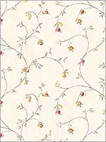 Fruit Trail Red Cream Taupe Wallpaper CK36609 by Patton Norwall Wallpaper for sale at Wallpapers To Go