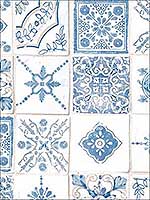 Morrocan Tiles Blue Beige Wallpaper CK36622 by Patton Norwall Wallpaper for sale at Wallpapers To Go