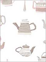 Tea Pots Pink Grey Wallpaper CK36633 by Patton Norwall Wallpaper for sale at Wallpapers To Go